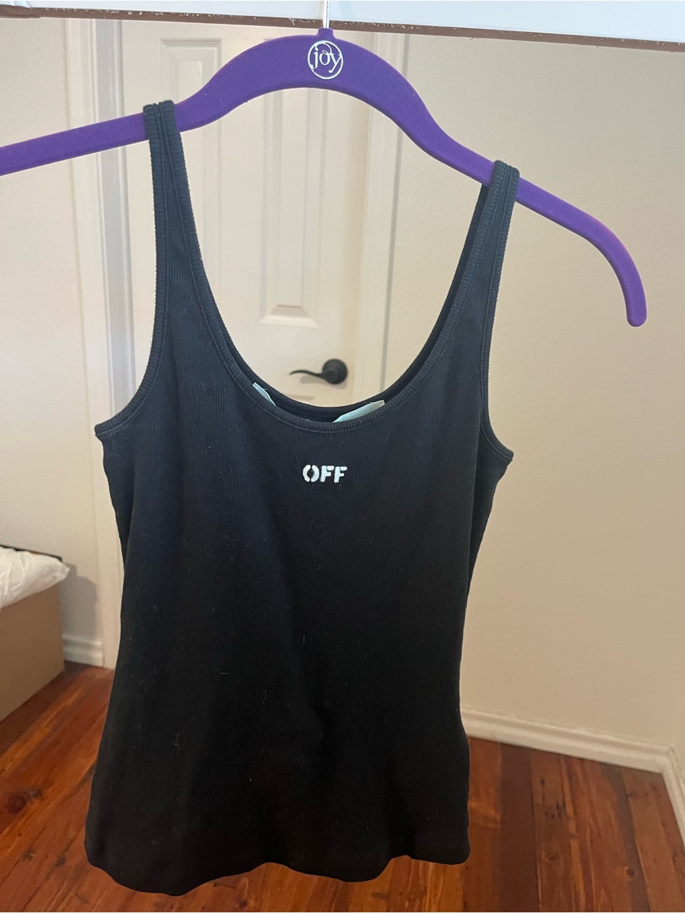Off-White Black Ribbed Tank Top with White 'OFF' Logo